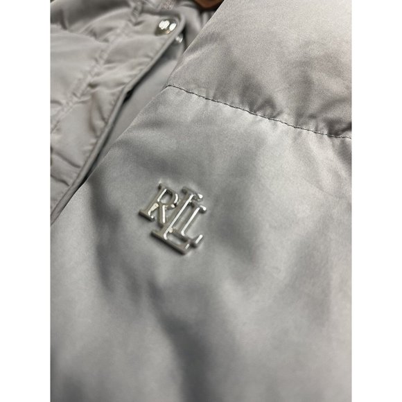 Ralph Lauren Faux-Fur-Trim Women's Winter Puffer Coat Light Green XL - Picture 4 of 11